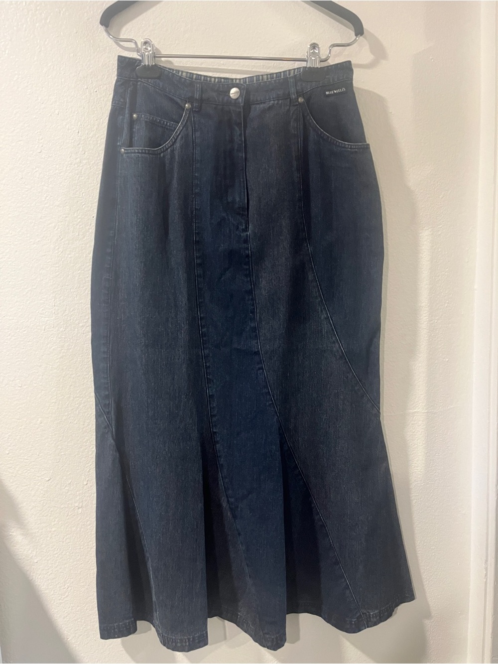 Blue Willli's Dark Blue Asymmetrical Denim Maxi Skirt